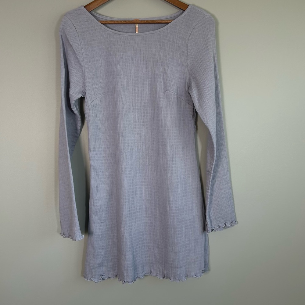 NWT Free People Aleutian Blue Long Sleeve Sweater Dress Women's Size Large